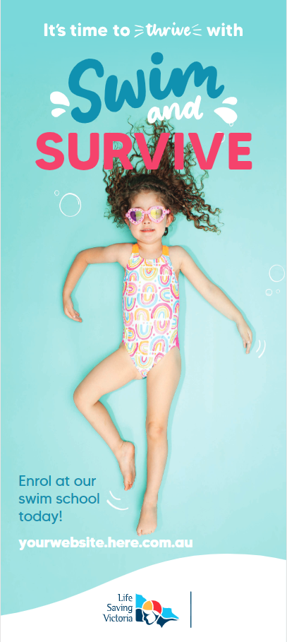 Swim & Survive Pull Up Banners - Portable Retractable Stand Displays for Pool Safety & Swimming Lessons | Perfect for Swim Schools, Beaches & Water Safety Events