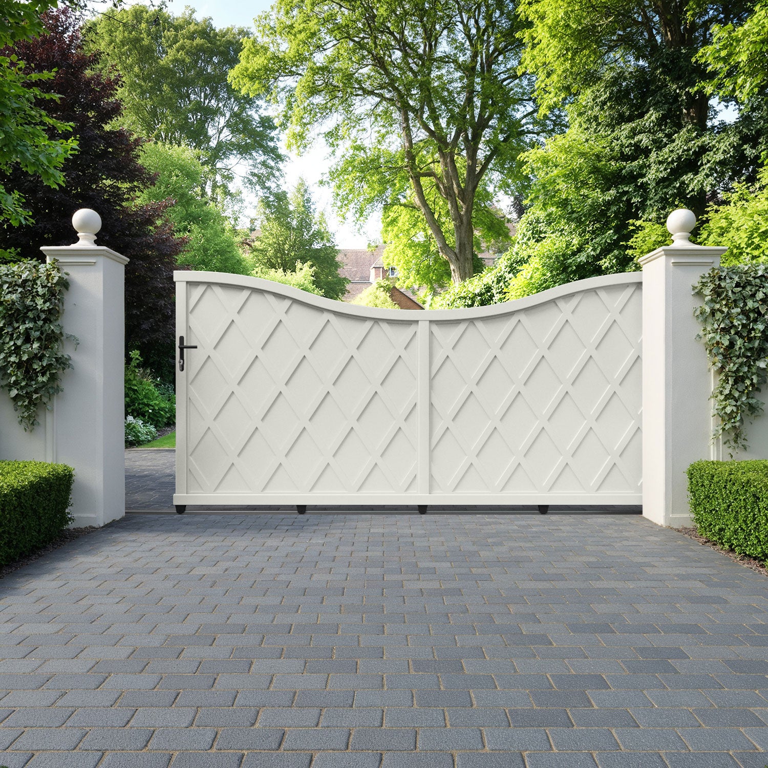 Ashfield Aluminum Sliding Driveway Gate - Low Profile, Middle Drive - Perfect for Residential & Commercial Security