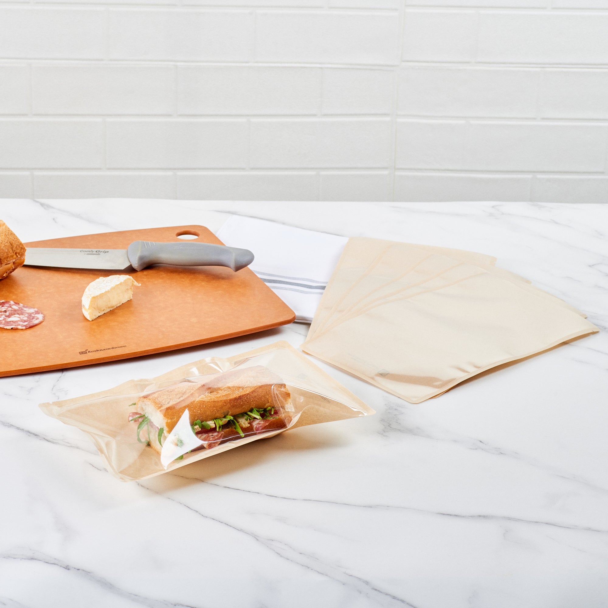 Eco-Friendly Kraft Plastic Sandwich Bags - Large Heat Sealable Food Storage (11.5