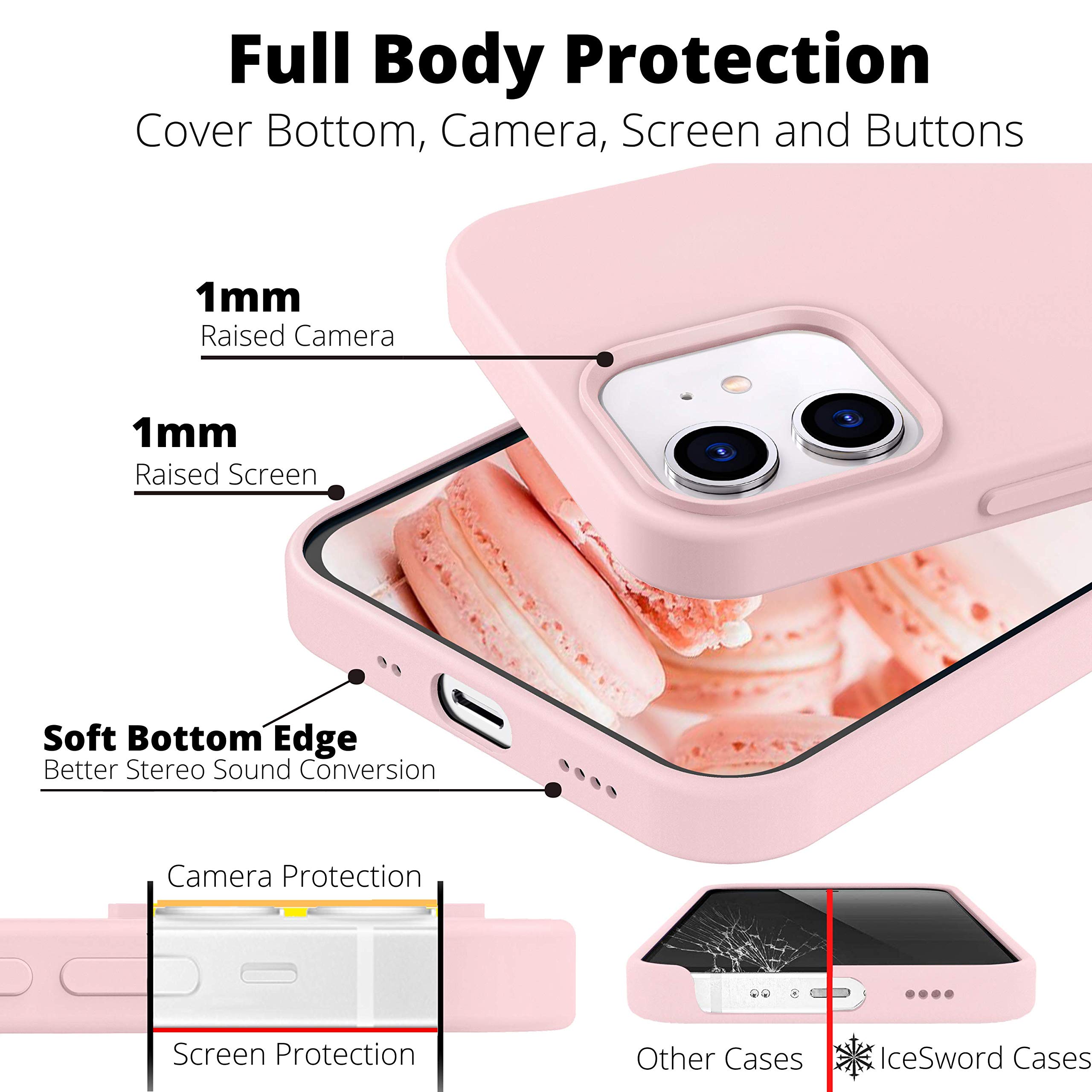 Premium Silicone iPhone 13 Mini Case - Ultra Slim Shockproof Protective Cover with Soft Anti-Scratch Microfiber Lining | 5.4 Inch Light Pastel Sand Pink Cute Design | Perfect for Everyday Use, Travel & Work Protection