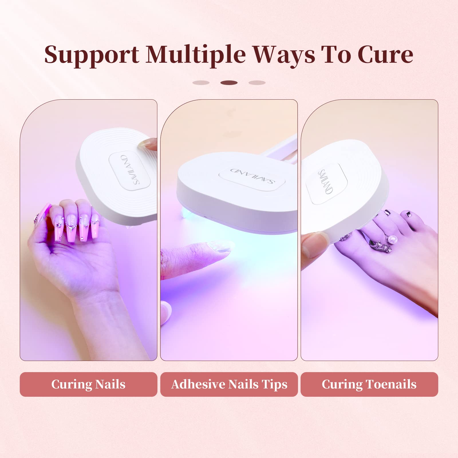 SAVILAND 36W UV LED Nail Lamp - Portable Handheld Gel Nail Dryer with Folding Stand for Home & Salon Use | Fast Curing for All Soak-Off UV Gel Nails | Perfect for DIY Nail Art & Professional Manicures