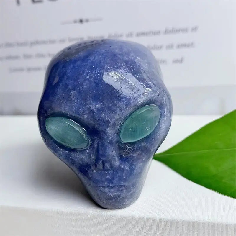 2 Inch Natural Blue Sodalite Alien Skull Crystal Carving - Healing Energy Stone for Meditation, Reiki & Spiritual Practice - Unique Home Decor & Gift for Crystal Collectors (1PC)