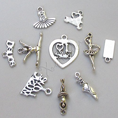Dance Charms 10 Pc Mix Ballet Jazz Dancer Pendants - Jewelry Making Supplies for DIY Bracelets, Necklaces, and Dance Costume Accessories by Charm Crazy