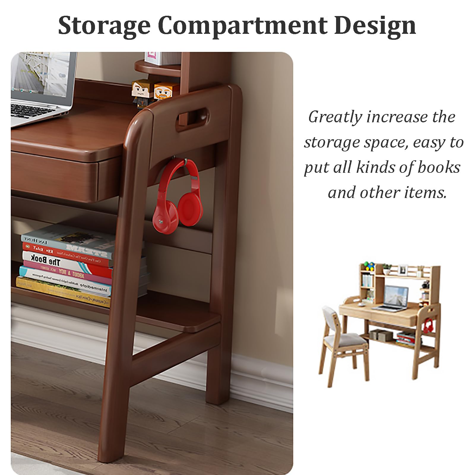 Kids Writing Desk with Drawers & Bookshelf - Solid Wood Study Table for Children | Home Office & School Learning Workstation (31.5 Inch, White) - Perfect for Homework, Online Classes & Creative Activities