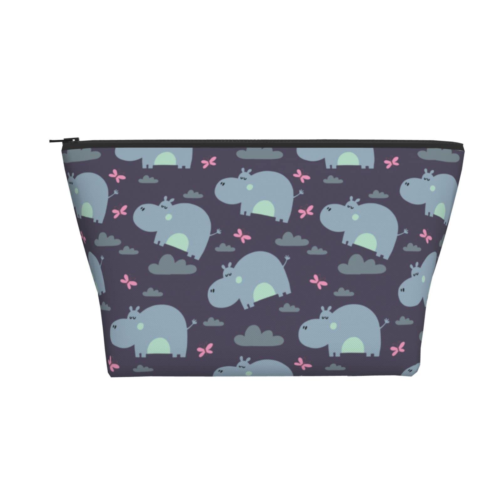 Women's & Girls' Toiletry Pouch - Soft Novelty Purse Handbag, Mini Coin Wallet & Makeup Bag (Cute Hippo Design) - Perfect for Travel, Gym & Daily Essentials Organization