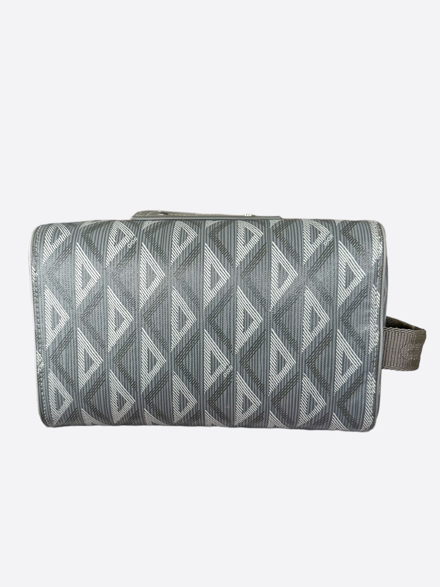 Dior Grey CD Diamond Lingot Toiletry Pouch - Luxury Cosmetic Bag for Travel & Everyday Essentials | Perfect for Makeup, Skincare & Jewelry Storage