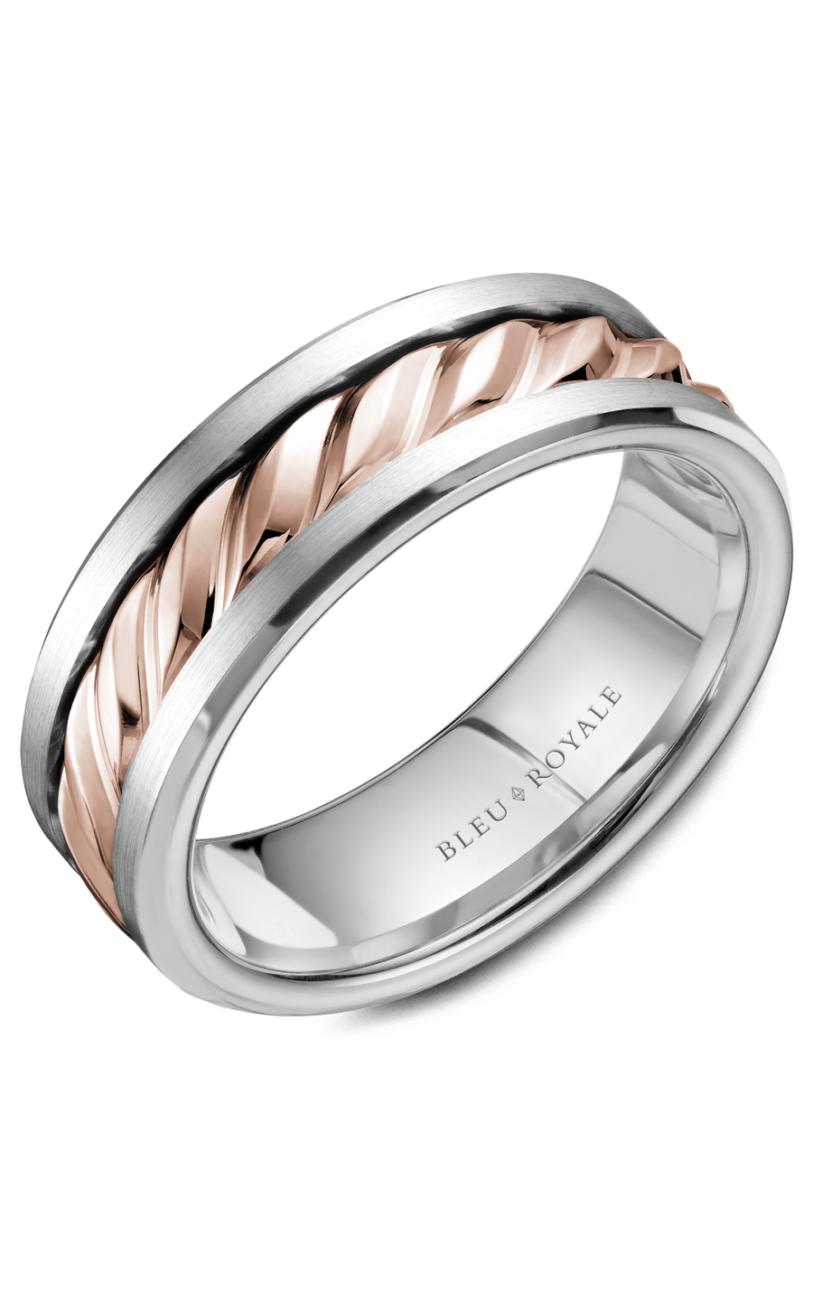 Bleu Royale Men's Wedding Band RYL 060RW75 - 14K Rose Gold Plated Tungsten Ring for Groom, Engagement & Anniversary - Perfect for Formal Occasions & Everyday Wear