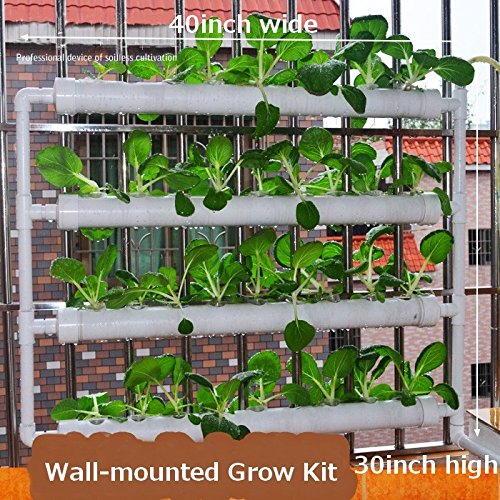 INTBUYING 36-Site Hydroponic Wall-Mounted Grow Kit System - 4 Pipes 4 Layers for Soilless Vegetable Gardening | Indoor Vertical Farming, Urban Gardening & Homegrown Organic Produce