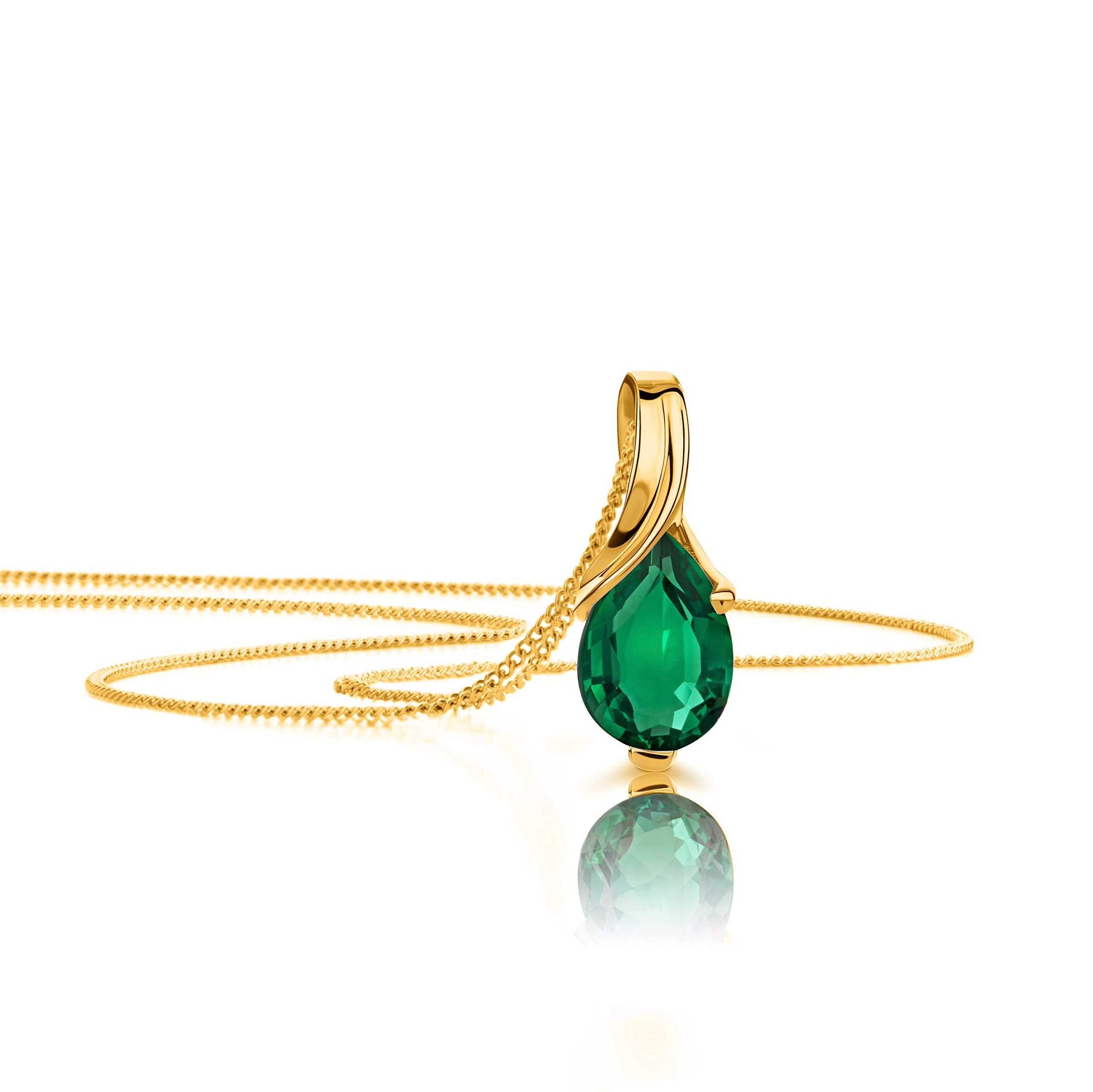 14K Gold Necklace for Women - 14K Yellow Gold/White Gold 585 Ruby/Sapphire/Emerald/Topaz/Amethyst Birthstone Pendant with 17.7