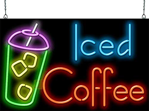Vintage Style Iced Coffee Neon Sign - Retro Cafe Wall Decor for Coffee Shops, Bars & Home - Perfect for Coffee Lovers & Gift Giving