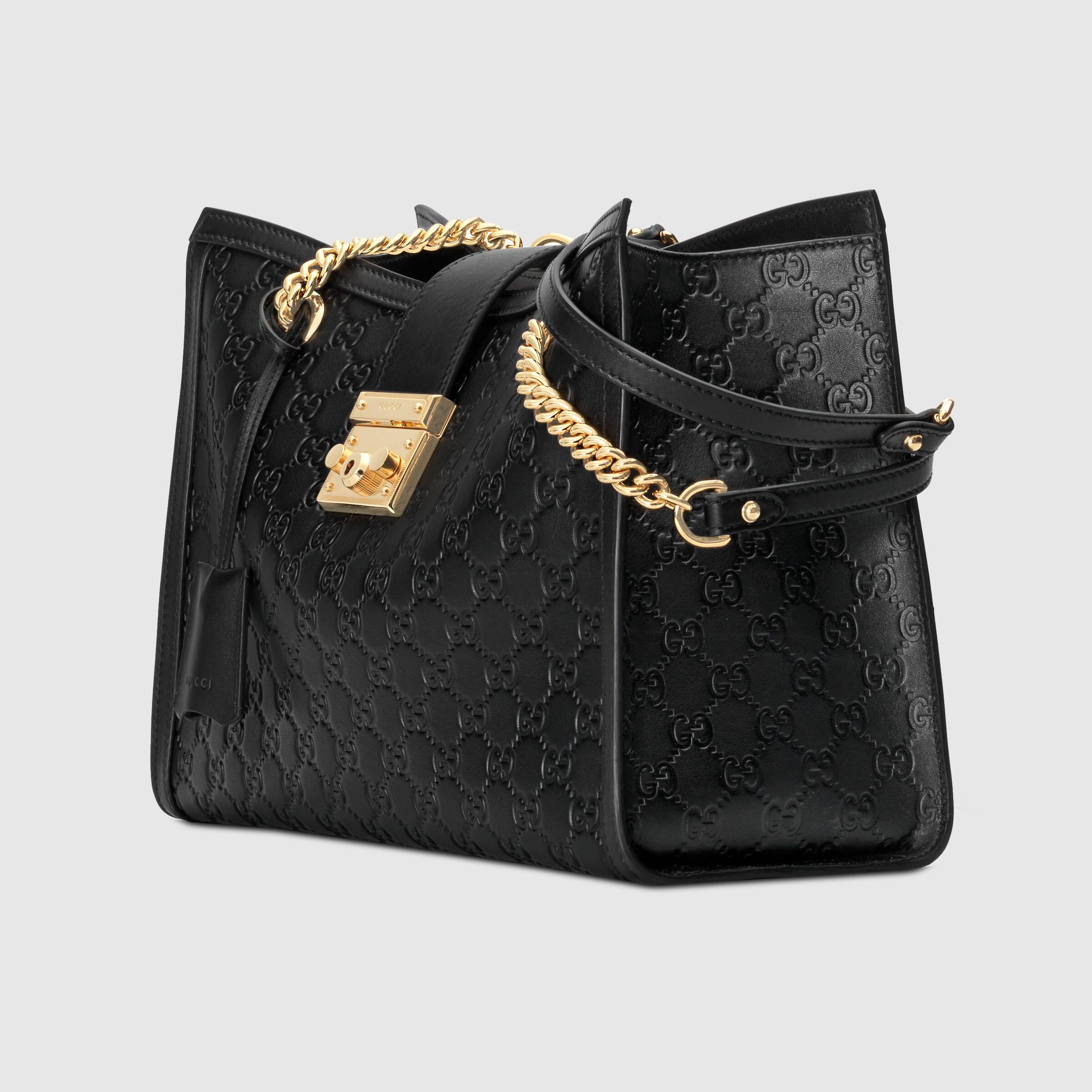 Gucci Padlock Signature Medium Soft Leather Shoulder Bag for Women - Black Luxury Handbag for Work, Travel & Everyday Use