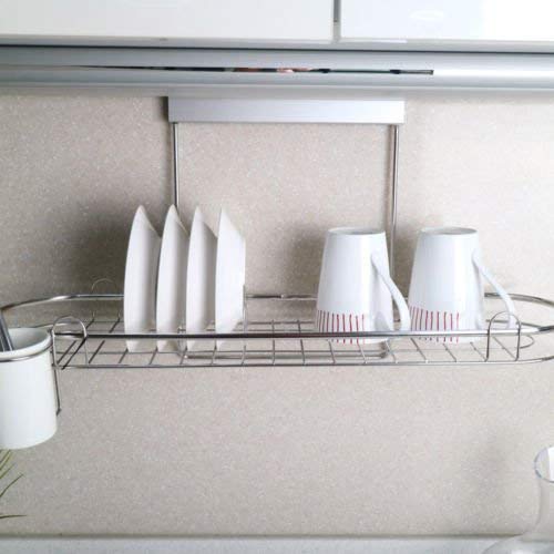 Kitchen Dish Rack & Cutlery Holder - Space Saving Drainer Tray for Countertop Storage