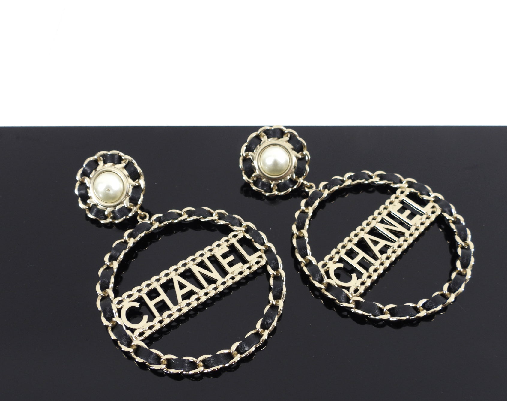 Chanel 2018 XL Braided Logo Runway Earrings - Luxury Fashion Jewelry for Women, Perfect for Parties, Weddings & Special Occasions