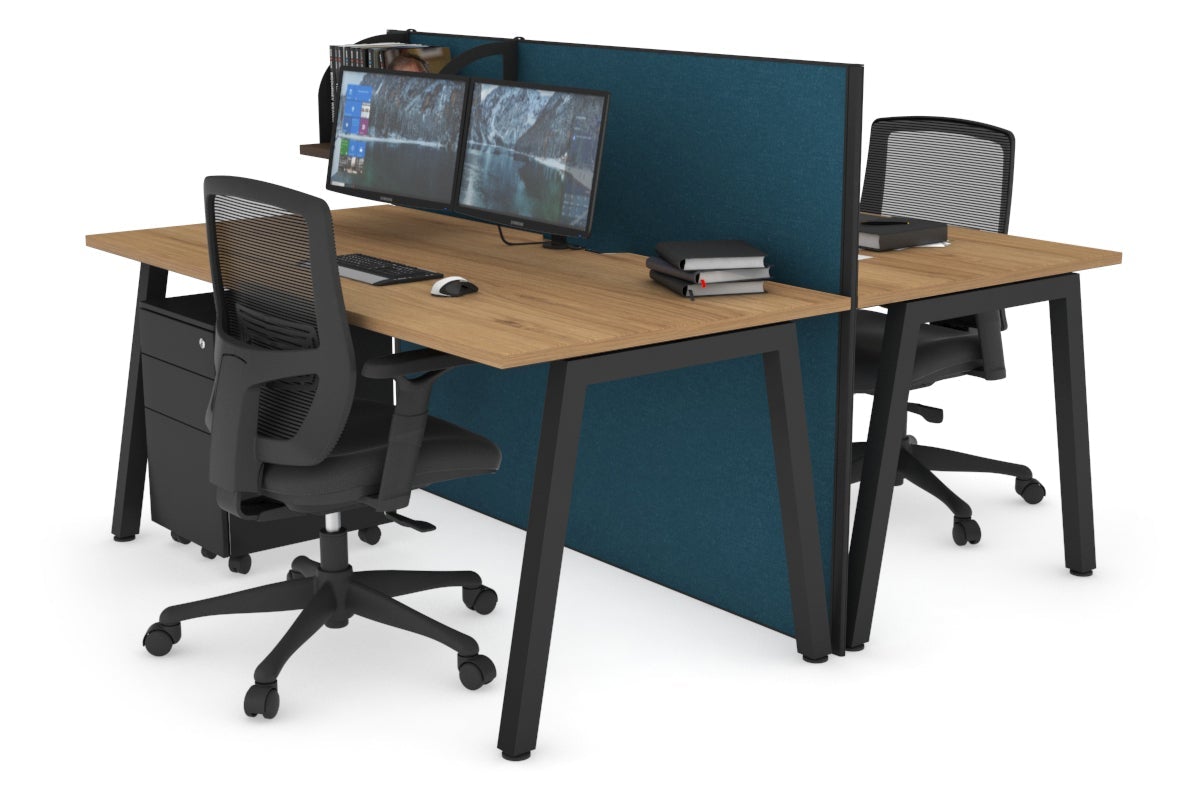 Horizon Quadro 2-Person Office Workstation Bench with A-Legs - 1200L x 800W Dimensions, Cable Management Scallop - Perfect for Shared Workspaces & Collaborative Office Environments