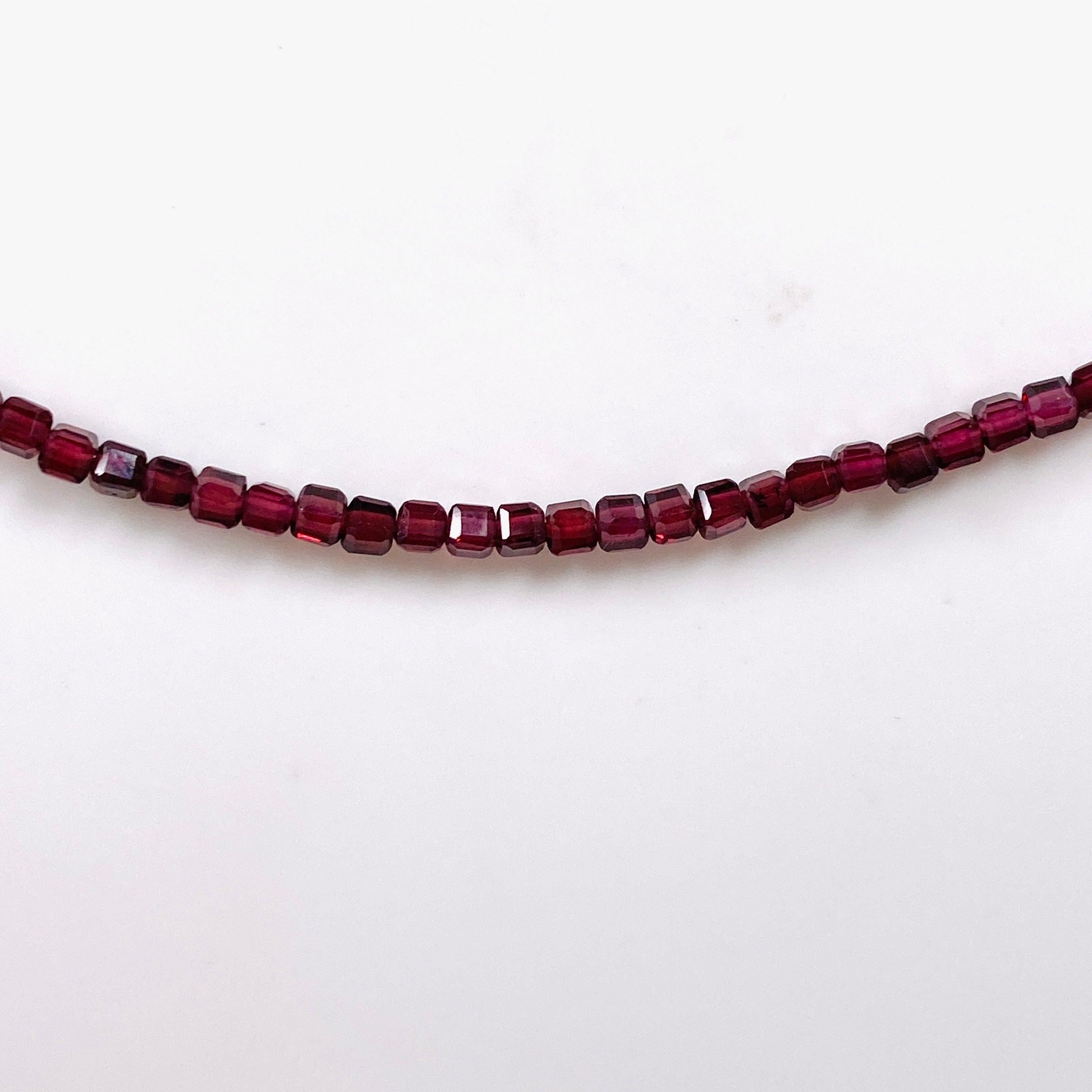 Garnet Square Beaded Micro Necklace - Elegant Jewelry for Women, Perfect for Parties, Weddings & Everyday Wear