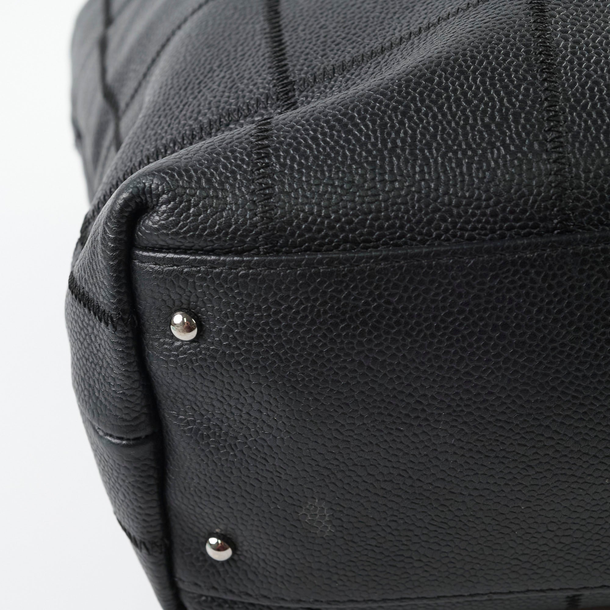 Chanel Black Caviar Leather Tote Bag for Women - Luxury Designer Handbag for Work, Travel & Everyday Use