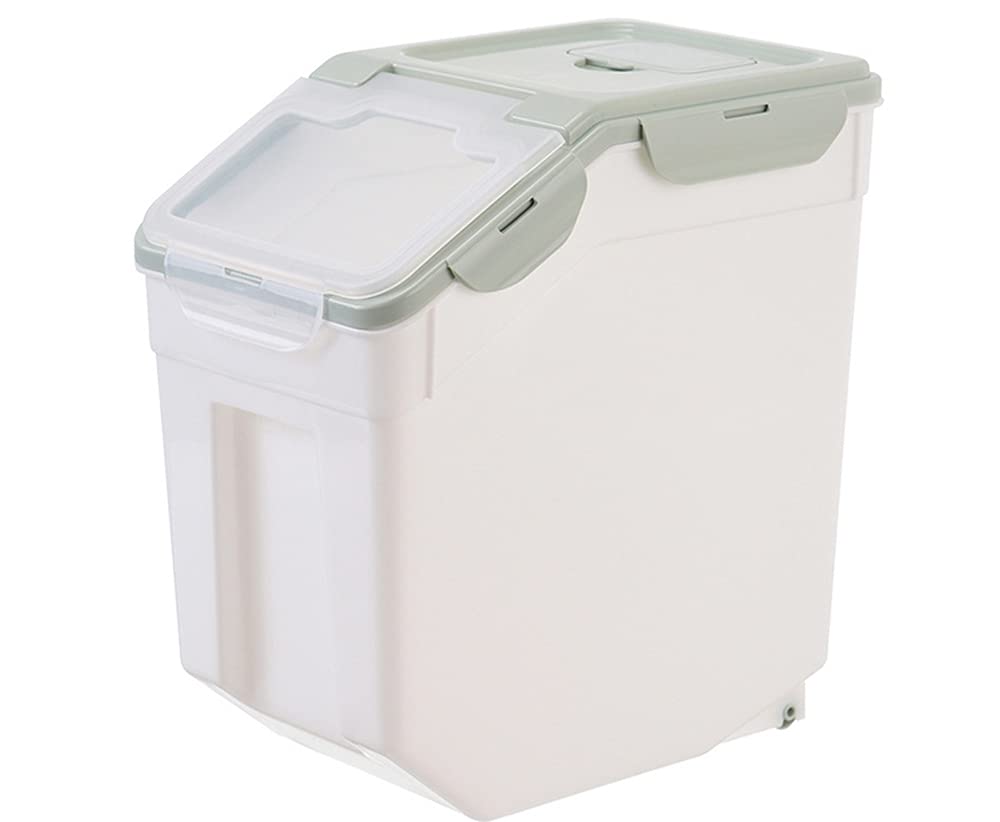 XD Designs 15kg Airtight Rice & Flour Storage Container - Large Sealed Food Storage Bucket for Rice, Noodles, Dog Food | BPA-Free Kitchen Organization Solution | Perfect for Pantry, Restaurant & Bulk Food Storage (Green)