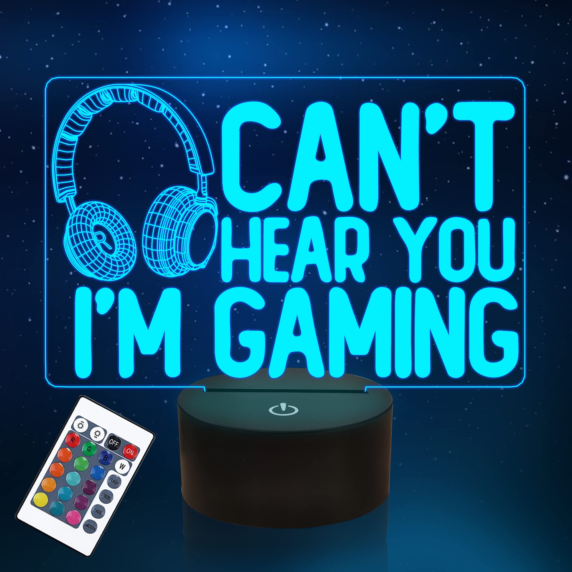 YuanDian 3D Illusion Gaming Night Light - 16 Color Changing LED Headset Lamp with Touch & Remote Control | Perfect Gamer Gift for Men, Teens & Kids | Bedroom Decor, Game Room Lighting, Birthday Present
