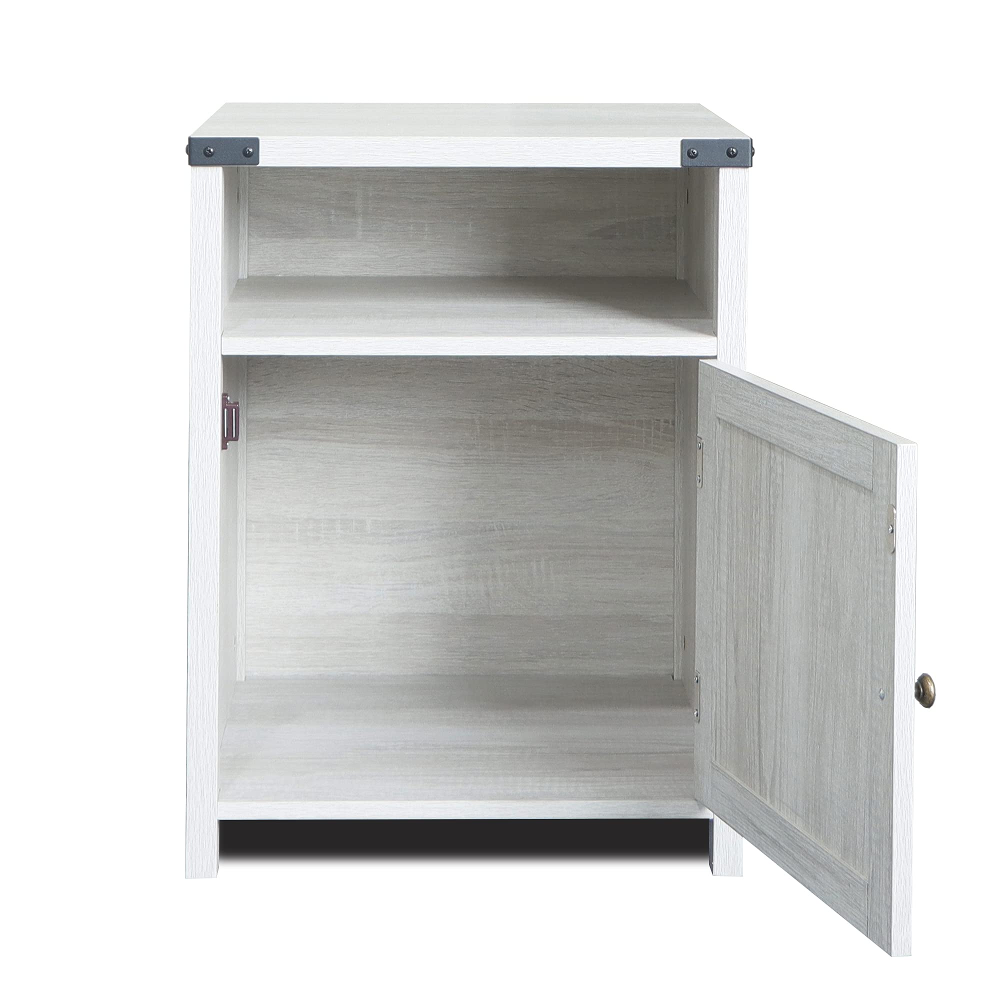Rainbow Sophia Nightstand - Farmhouse Style Bedside Table with Cabinet & Shelves, 18x18x24 Inches, Sargent Oak Finish - Perfect for Bedroom, Guest Room, or Dorm Decor