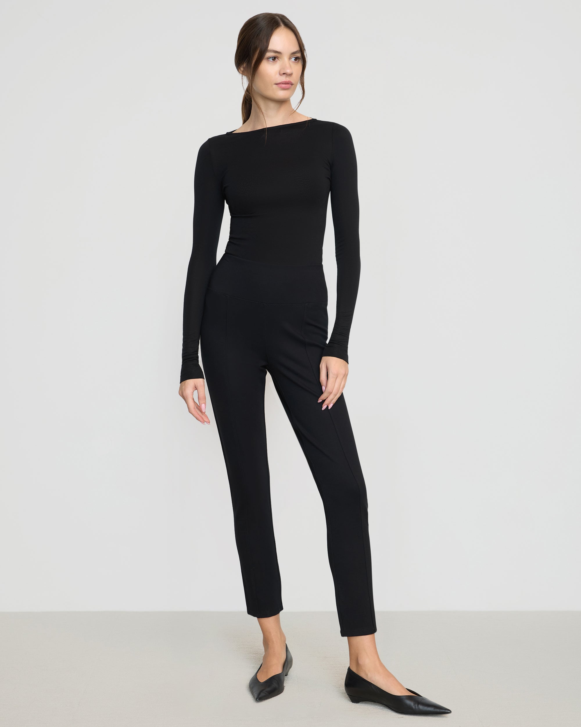 Bea Slim Leg Ponte Stretch Pants for Women - High Waisted Comfortable Work Pants - Office Wear & Business Casual Outfits