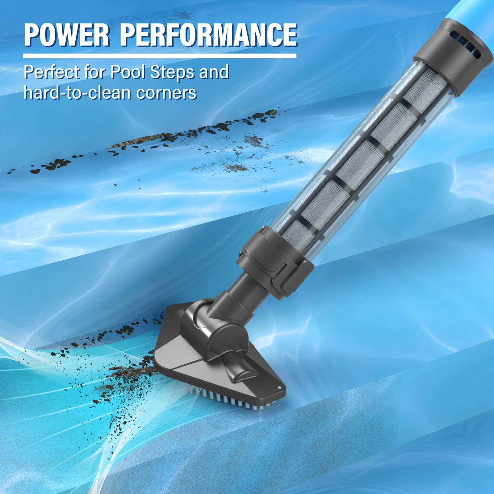 Rechargeable Cordless Pool Vacuum Cleaner - Handheld Above Ground Pool Cleaner for Spas, Hot Tubs & Swimming Pools | Portable Pool Maintenance Tool for Leaves, Dirt & Debris | Perfect for Quick Cleaning & Regular Pool Maintenance