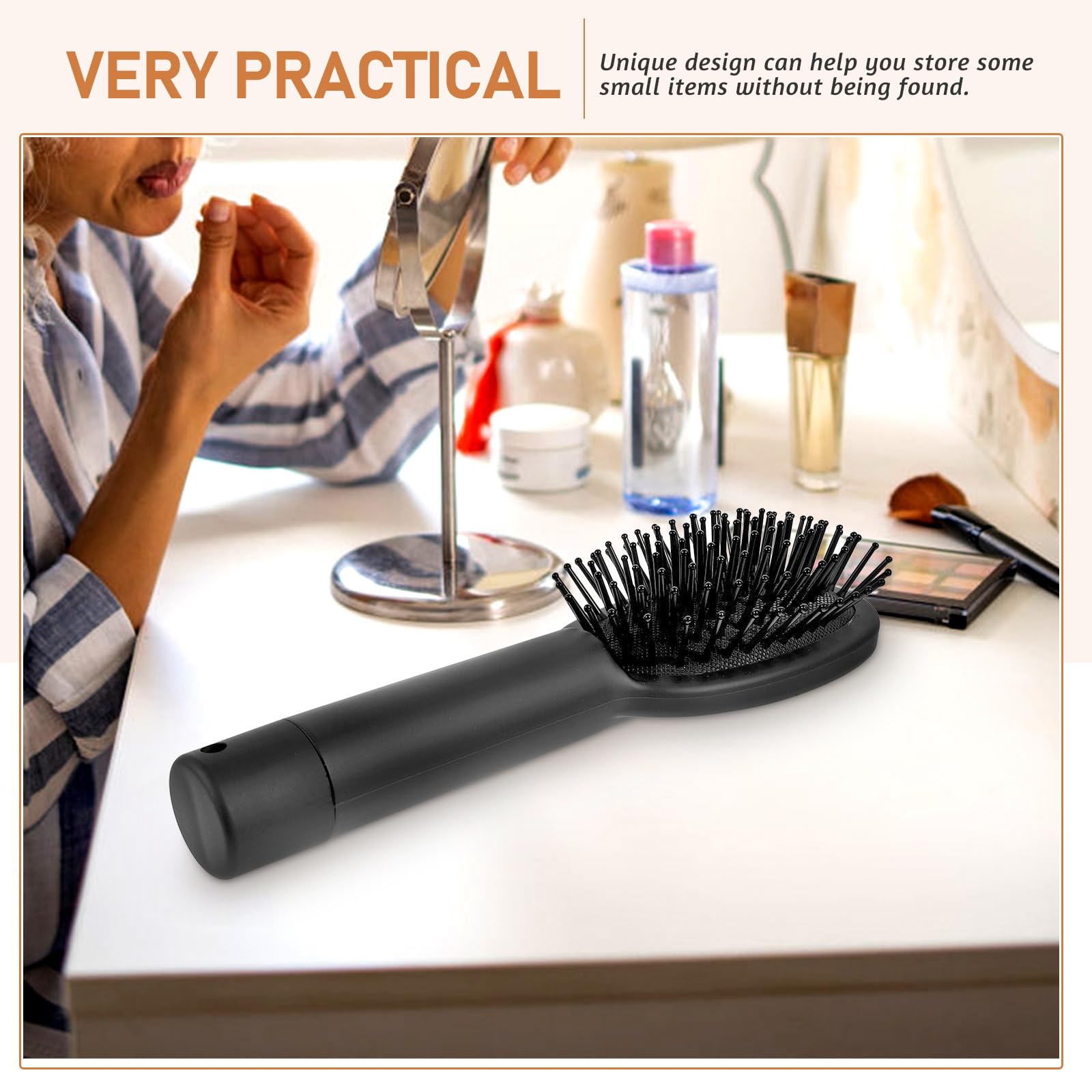 NUOBESTY Travel Hair Brush with Hidden Compartment - Secret Storage for Money, Cash, Keys, Pills & Jewelry - Compact Hairbrush for Men & Women - Perfect for Travel, Security & Emergency Hideaway