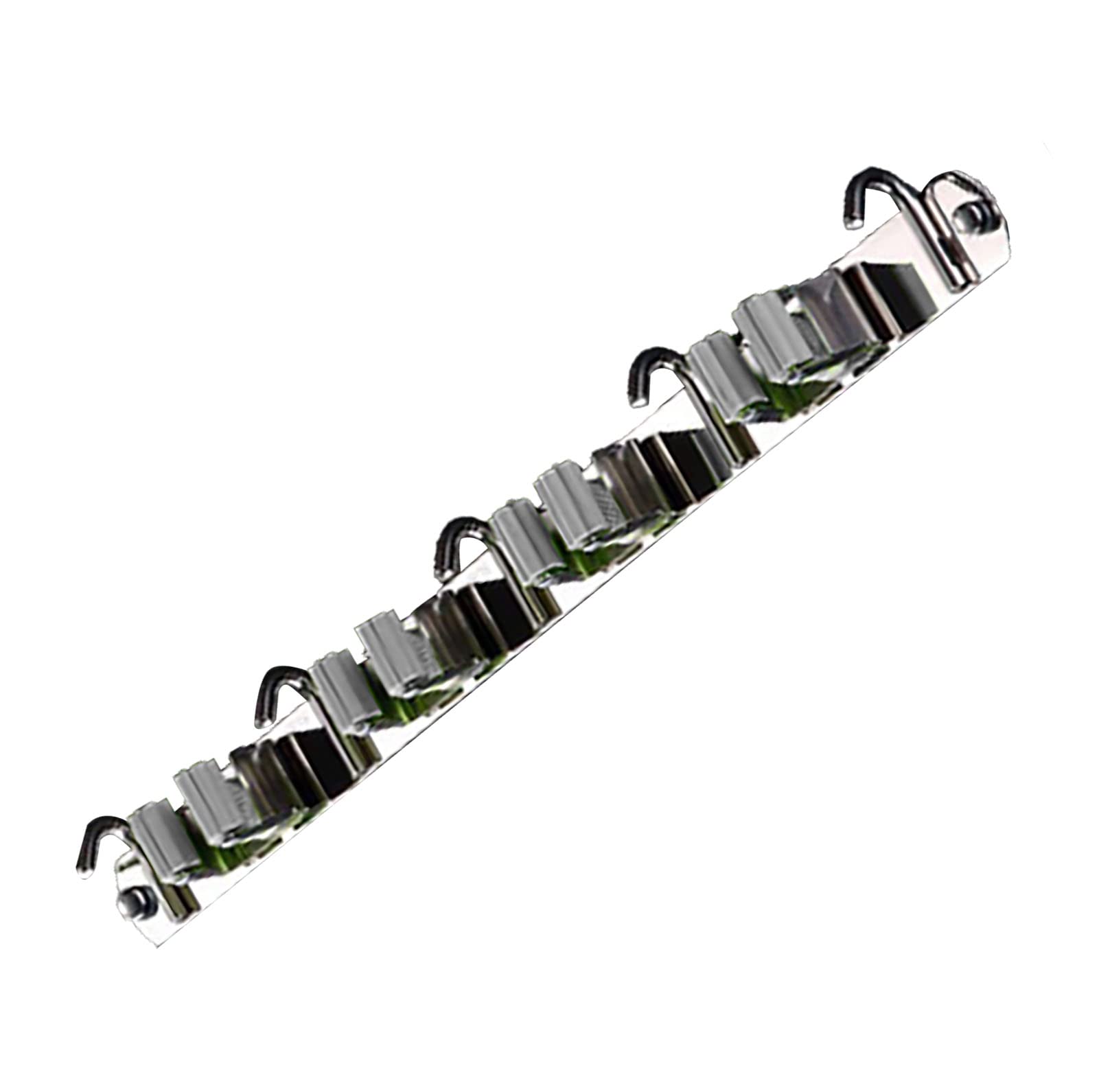 Wall Mount Mop and Broom Holder with 4 Clips & 5 Hooks - Space Saving Gray Mop Rack for Kitchen, Bathroom, Garage Organization - Perfect for Storing Cleaning Tools, Brooms, and Dustpans