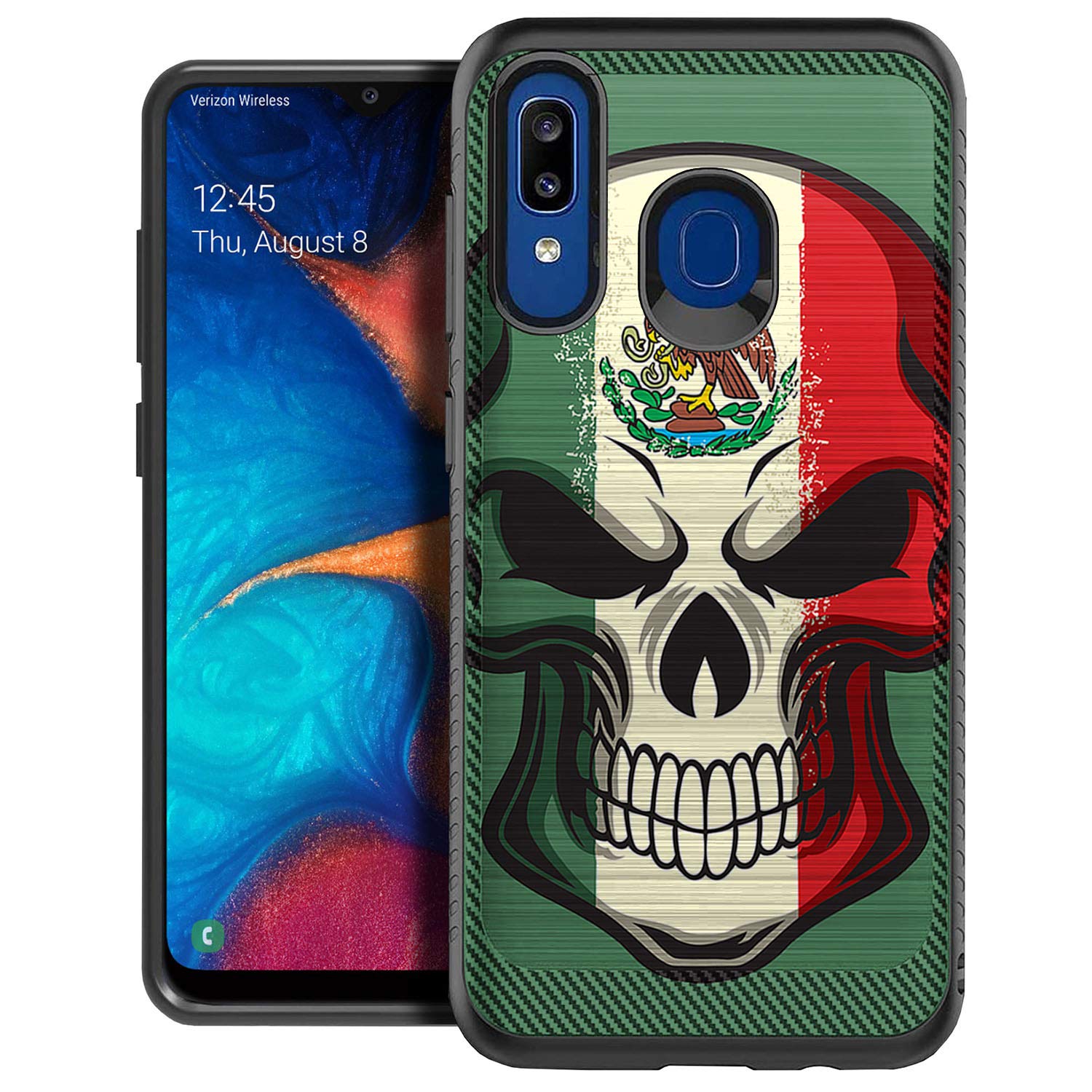 Slim Protective Case for Samsung Galaxy A20/A30 - Dual Layer Shockproof Cover with Embossed Mexican Skull Design & Anti-Slip Grip | Perfect for Everyday Use, Travel, and Outdoor Activities