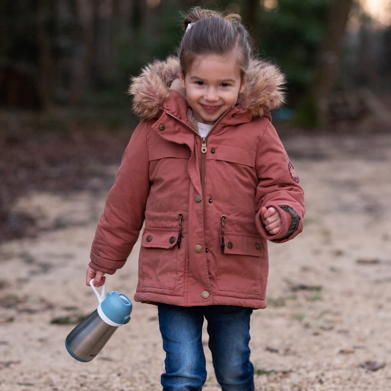 BEABA Stainless Steel Kids Water Bottle - Leakproof Thermos for Toddlers, Travel & School