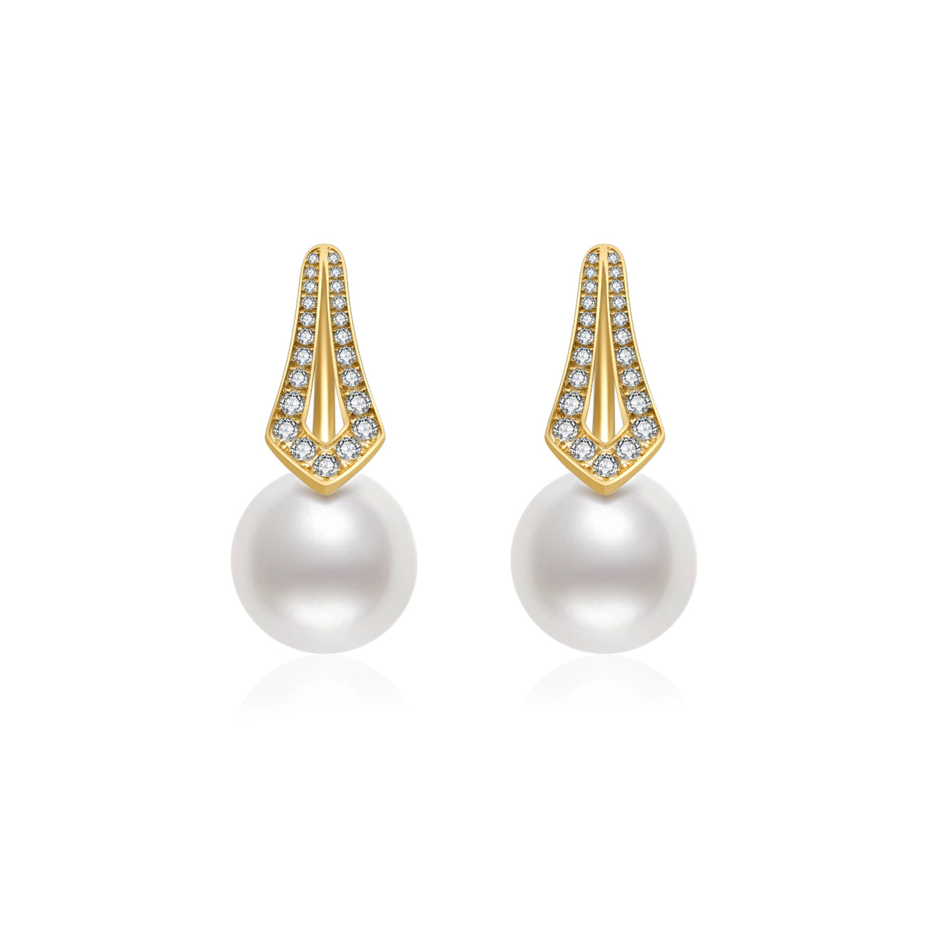 18K Solid Gold Australian White South Sea Pearl Earrings - Luxury Stud Earrings for Women - Perfect for Weddings, Parties & Special Occasions