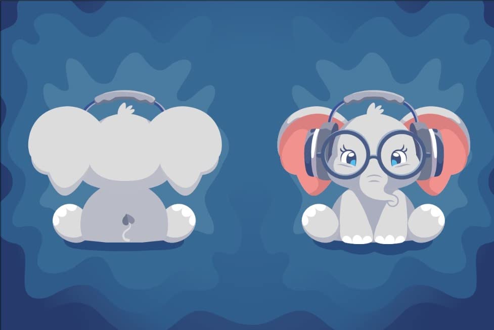 Cute Elephant Light Blue / Dark Blue / Grey
