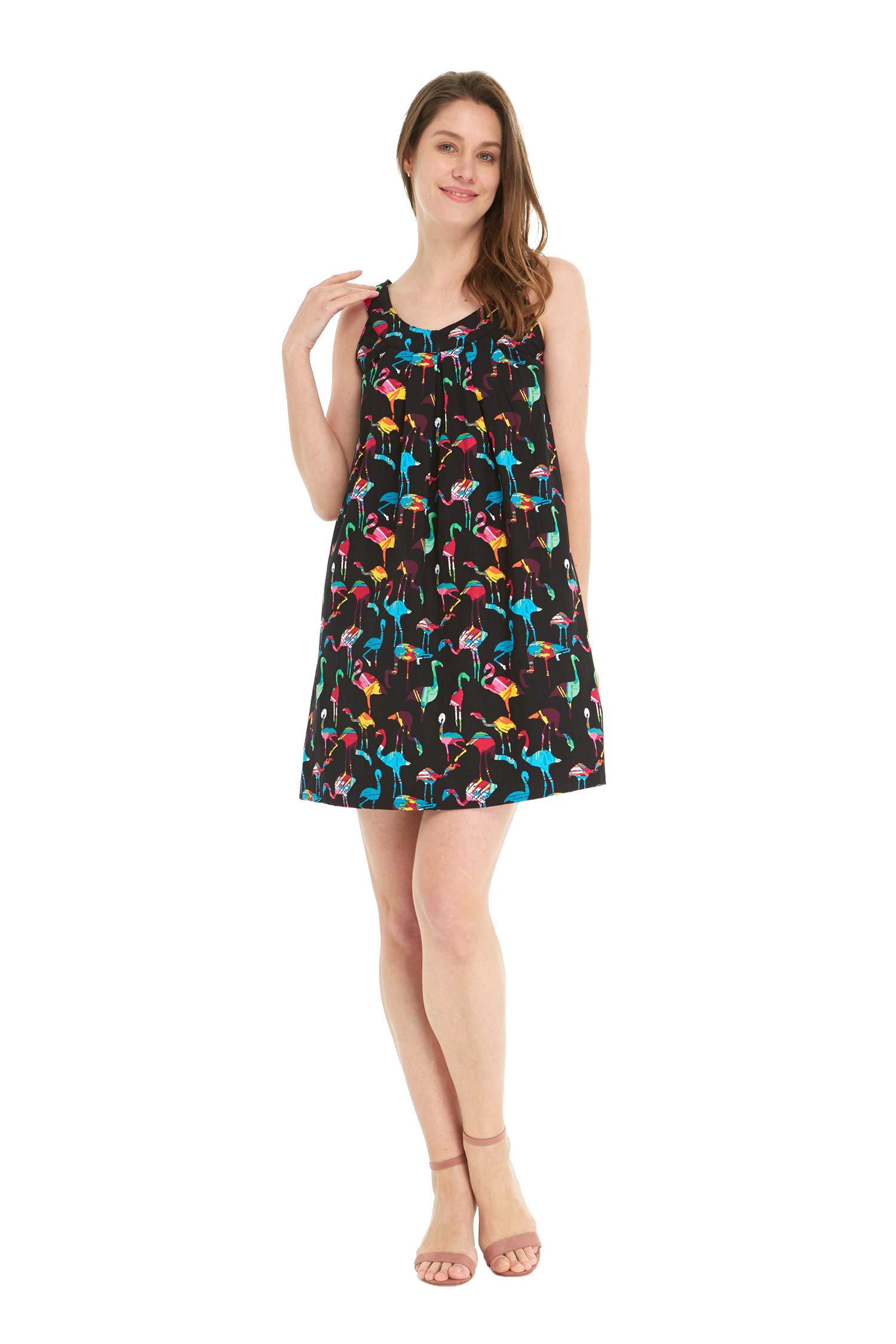 Stylish Matching Hawaiian Luau Mother Daughter Flamingo Print Shift Dress - Perfect for Beach Parties, Family Vacations & Summer Outfits