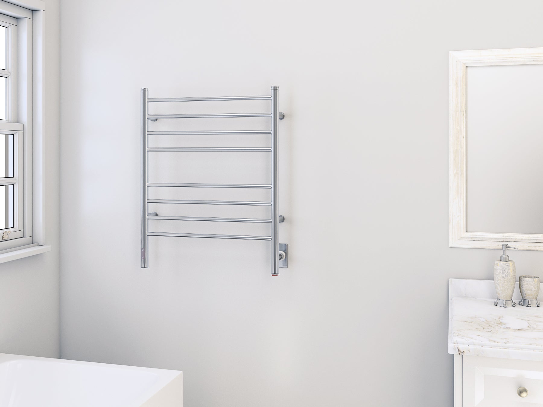 Prestige OBT 8 Bar Stainless Steel Wall Mounted Towel Warmer with Built-in Timer - Perfect for Bathroom, Spa, and Luxury Home Heating