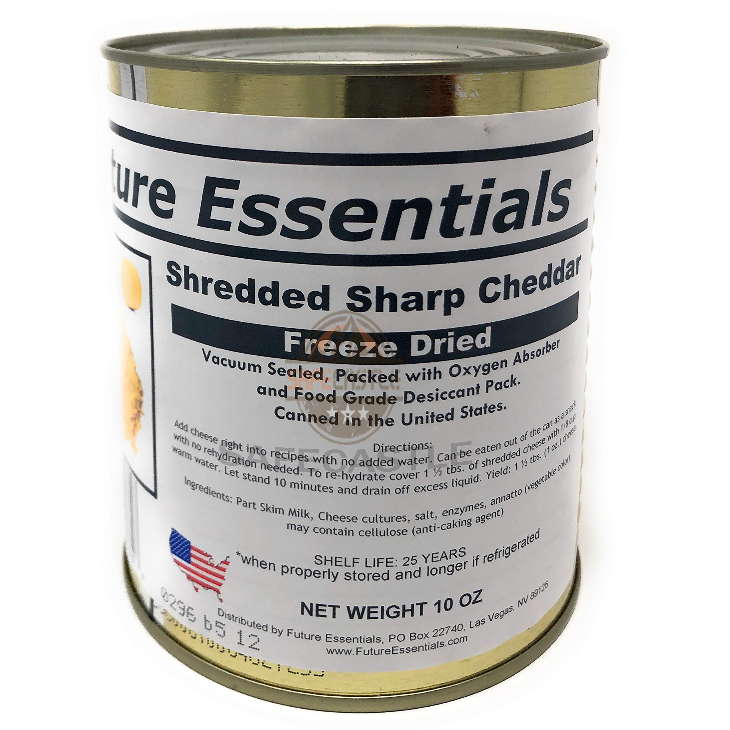 Freeze Dried Shredded Sharp Cheddar Cheese - 12 Cans (2.5 oz Each) | Long Shelf Life, No Refrigeration Needed | Ideal for Emergency Food Storage, Camping, Hiking & Survival Kits | Pantry Essential for Preppers & Outdoor Enthusiasts