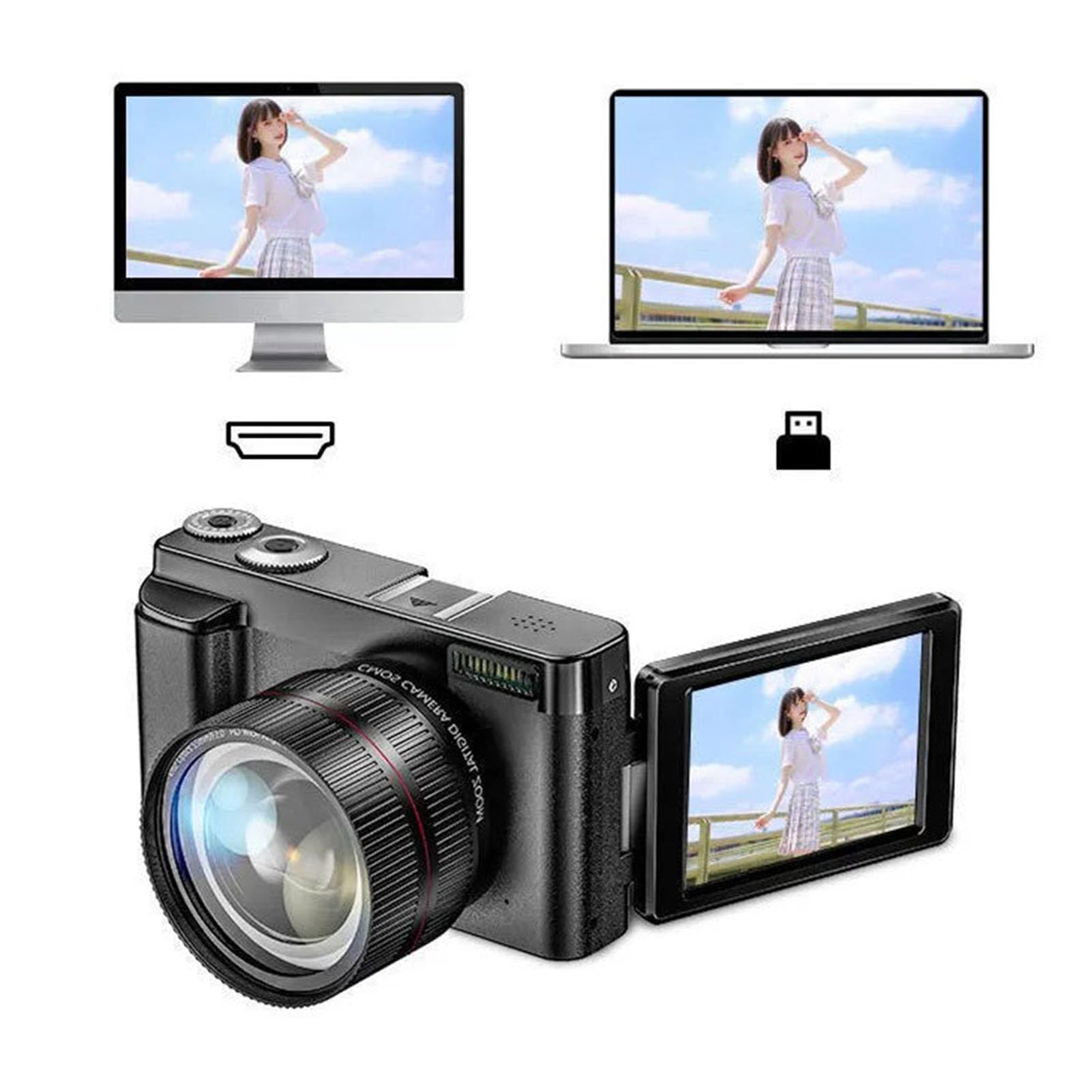 4K WiFi Vlogging Camera with Flip Screen - 48MP Digital Camera, 16X Zoom, Autofocus, Built-in Flash | Compact & Lightweight for Kids, Students, Teens | Perfect for Travel, YouTube, TikTok & Daily Vlogging