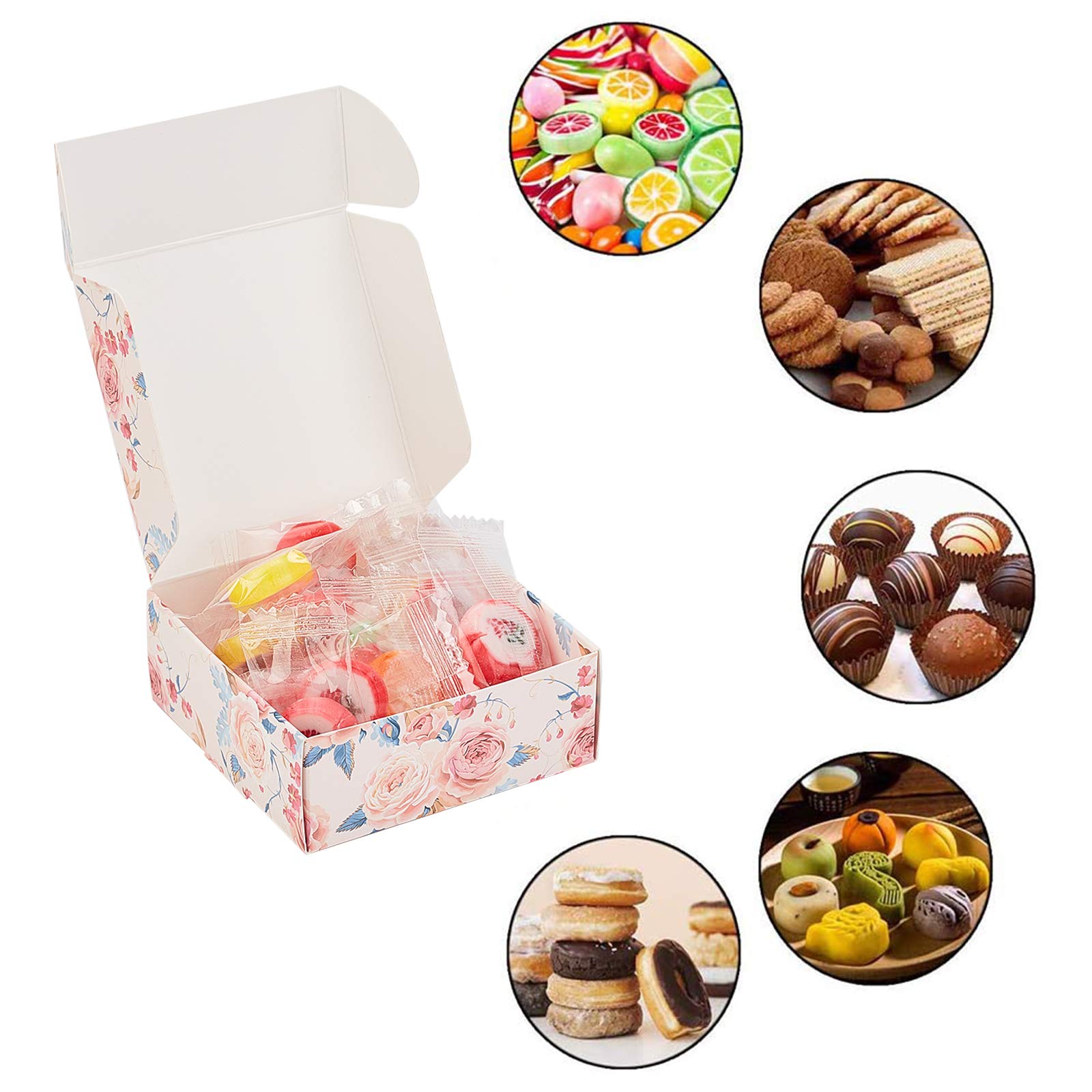 30 Pack Kraft Gift Boxes - 5 Style Flower Soap Boxes, Cookie Treat Boxes for Homemade Soap, Christmas Chocolate Candy, Wedding & Birthday Party Favors (3