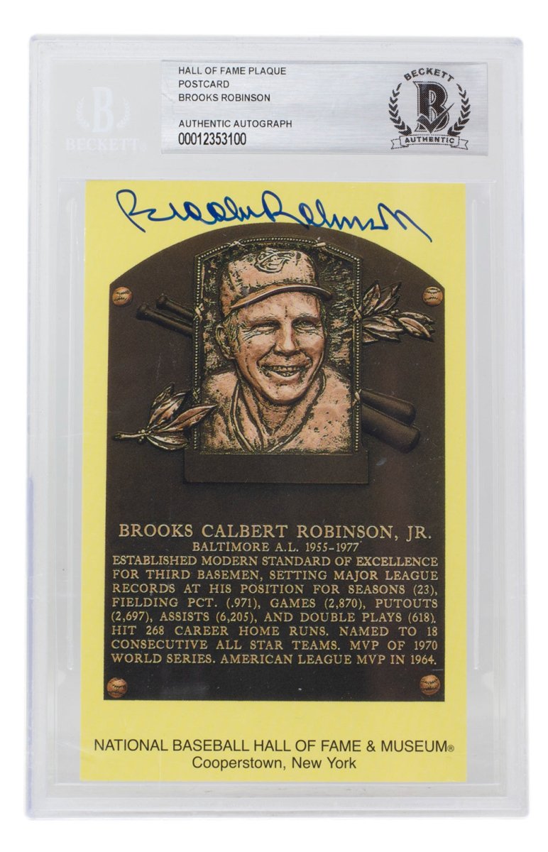 Authentic Brooks Robinson Autographed Slabbed Orioles Hall of Fame Plaque Postcard - BAS 100 Certified | Perfect for Baseball Memorabilia Collections & Sports Fan Gifts
