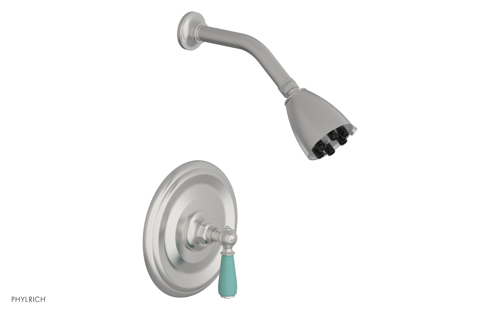 Jamestown Pressure Balance Shower Set with Lever Handle & Turquoise Accents - Model 165-22 | Modern Bathroom Fixture for Spa-Like Shower Experience