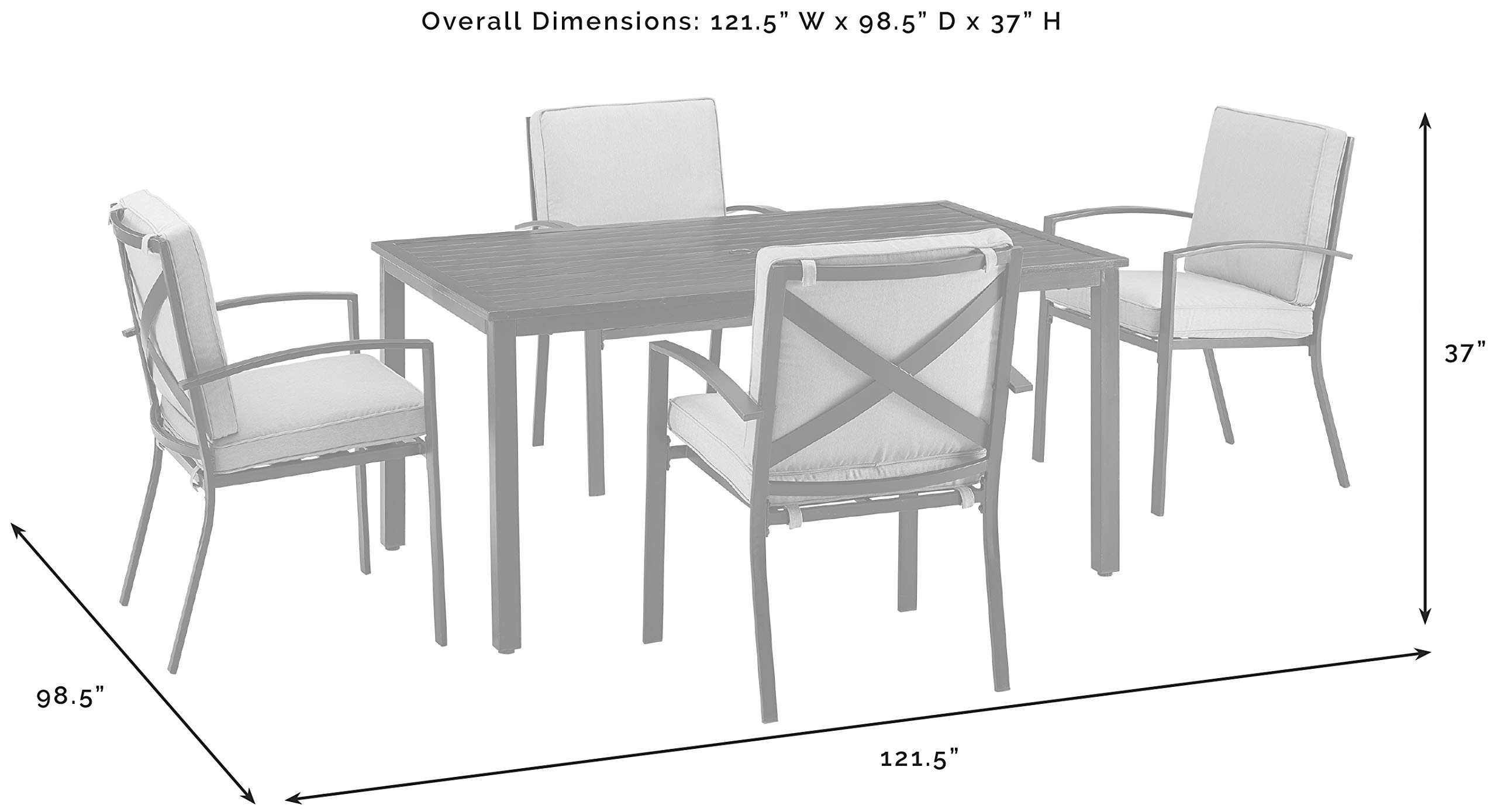 Crosley Furniture Kaplan 5-Piece Outdoor Dining Set for 4 - Patio Table & Chairs with Oiled Bronze Frame & Mist Cushions - Perfect for Backyard, Deck, Garden & Outdoor Entertaining