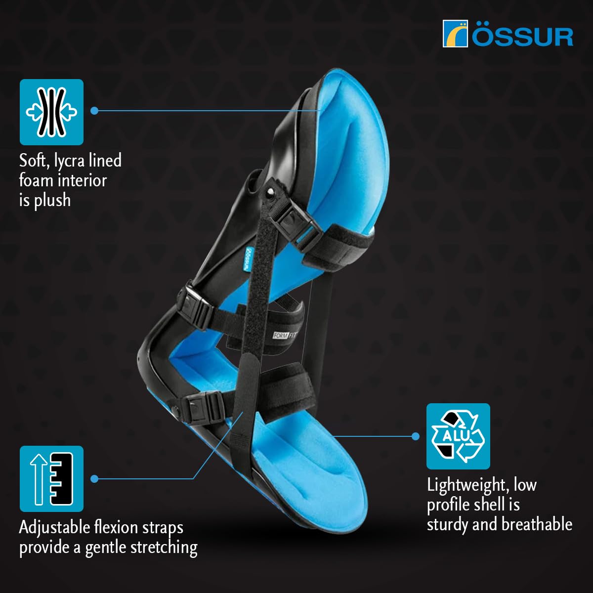 Ossur FormFit Night Splint for Plantar Fasciitis & Foot Pain Relief - Adjustable Posterior Support Brace for Sleeping & Recovery