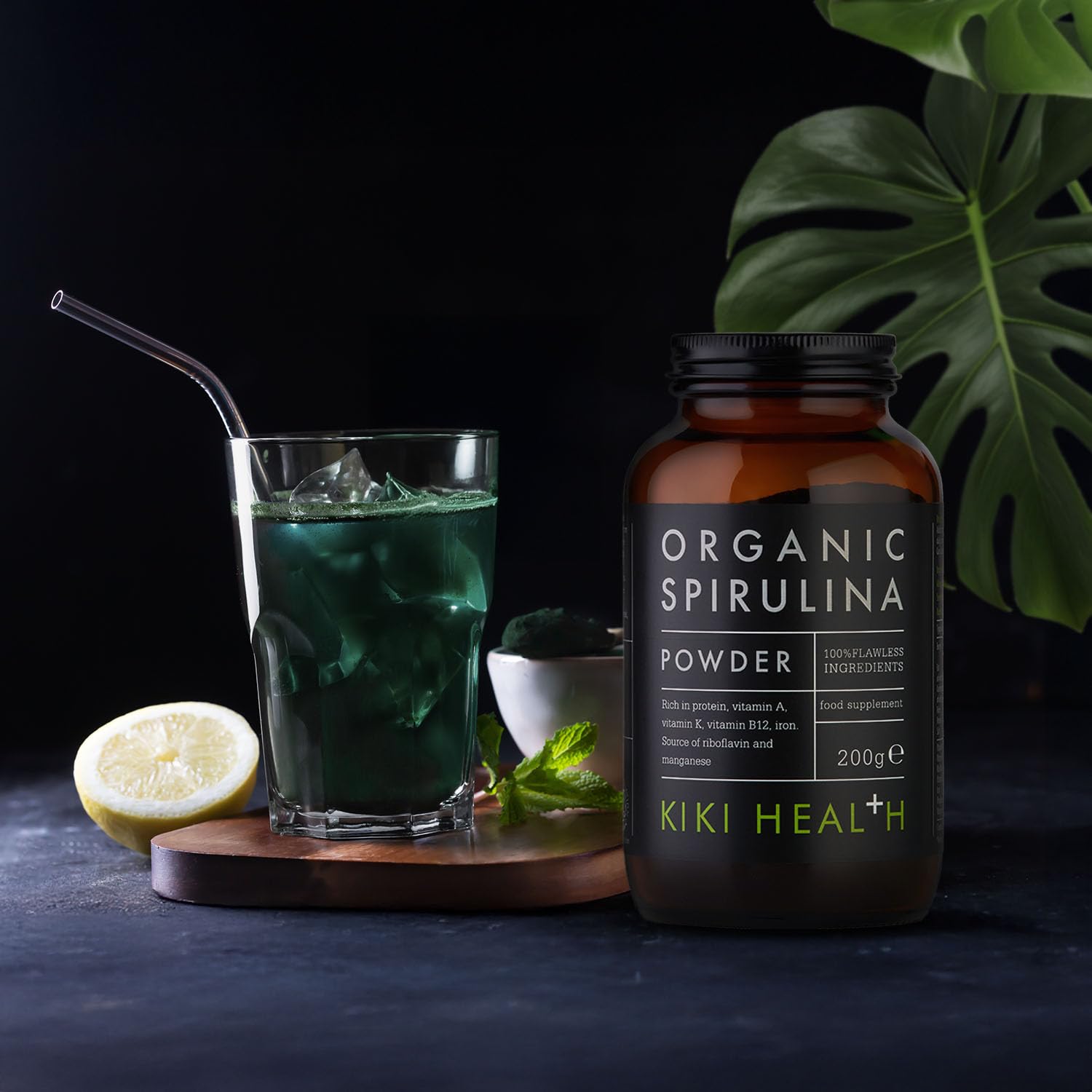 KIKI Health Organic Spirulina Powder 200g - Premium Superfood for Immune Support & Energy Boost - Rich in Protein, Vitamins A, K, B12 & Iron - Vegan & Vegetarian Friendly - Great for Smoothies, Juices & Wellness Shots