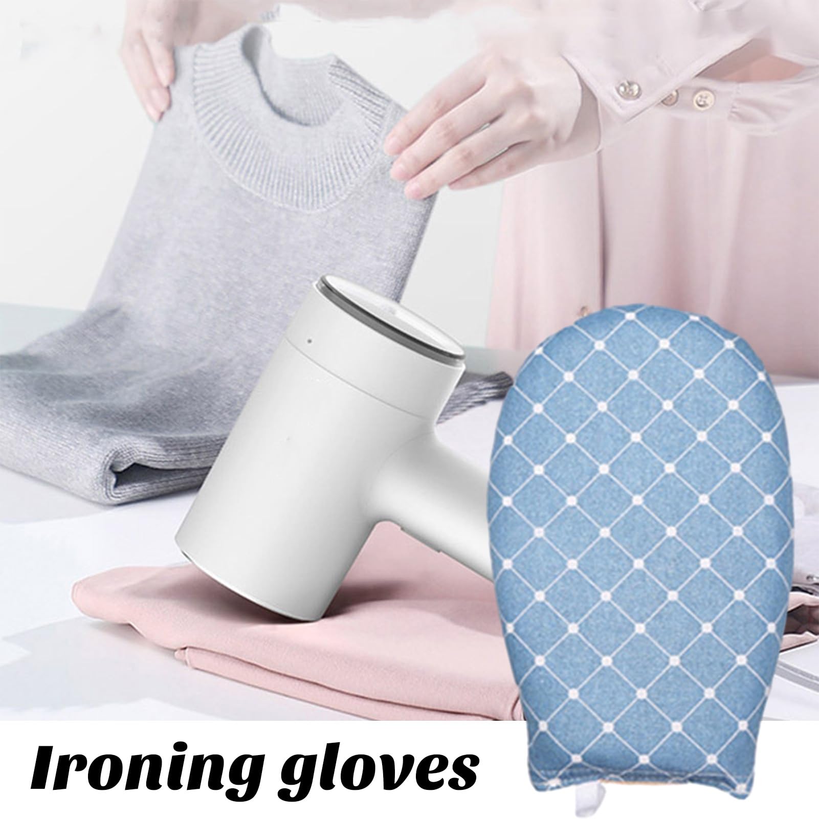 Grebest Waterproof Steamer Glove - Thickened Heat Resistant Ironing Mitt with Hanging Loop, Anti-Steam Hand Protector for Clothes Ironing (Blue) - Perfect for Home Laundry, Fabric Care, and Professional Garment Pressing