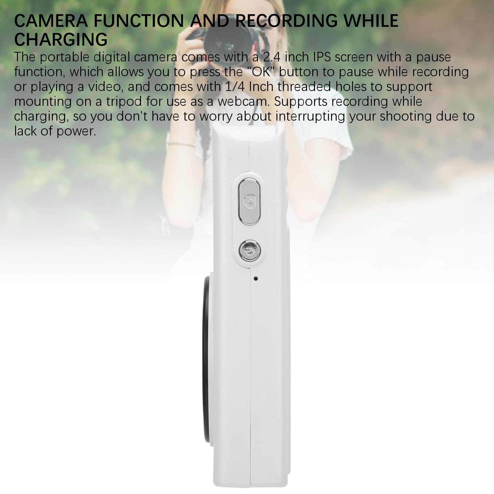 4K 68MP Digital Camera with 16X Zoom, Auto Focus & Anti-Shake - Vlogging Camera for Travelers with Continuous Shooting & Built-in Fill Light (White) - Perfect for Travel Vlogs, YouTube Content & Outdoor Photography