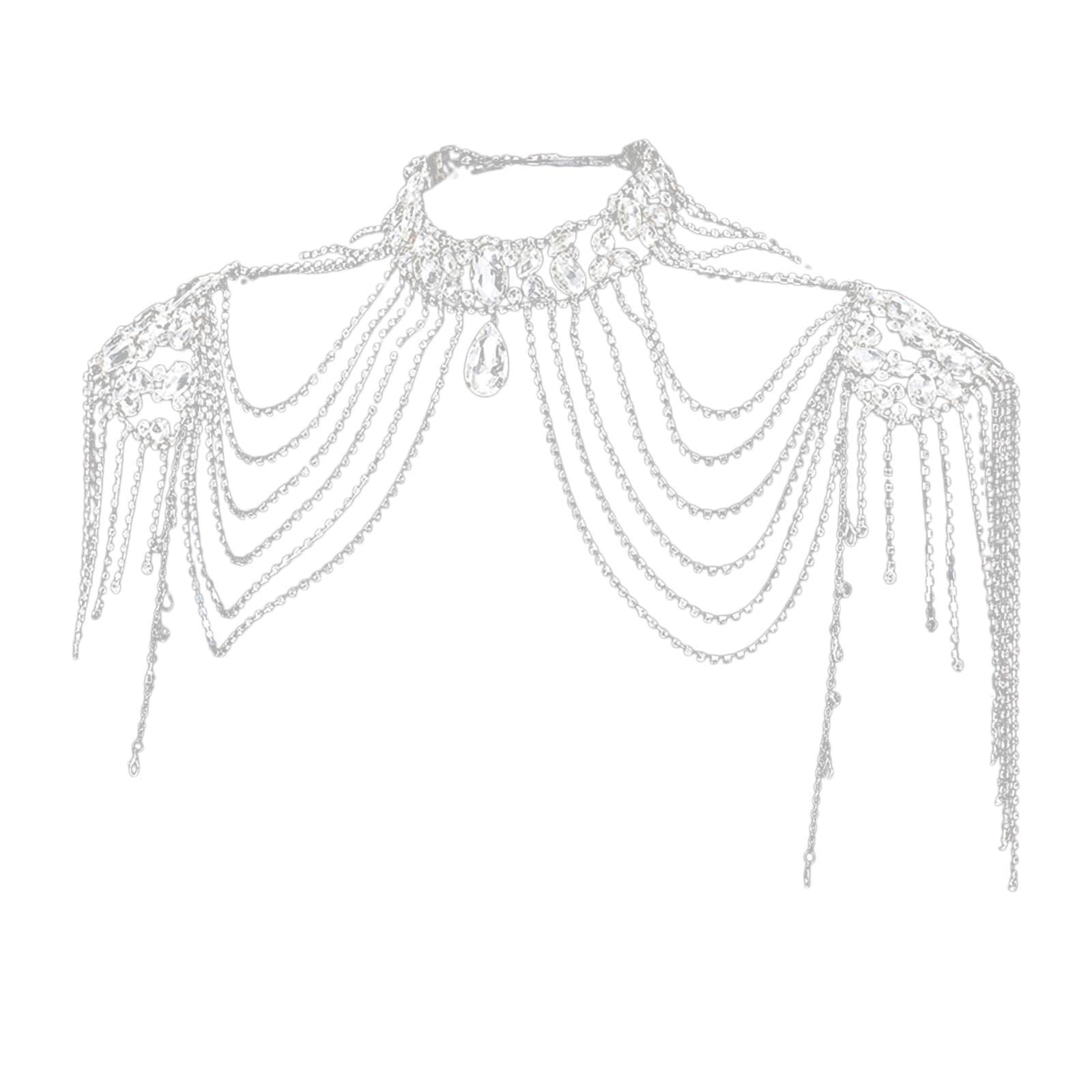 Predolo Shoulder Chain Necklace - Rhinestone & Pearl Jewelry for Women | Perfect Gift for Beach Vacation, Party & Special Occasions