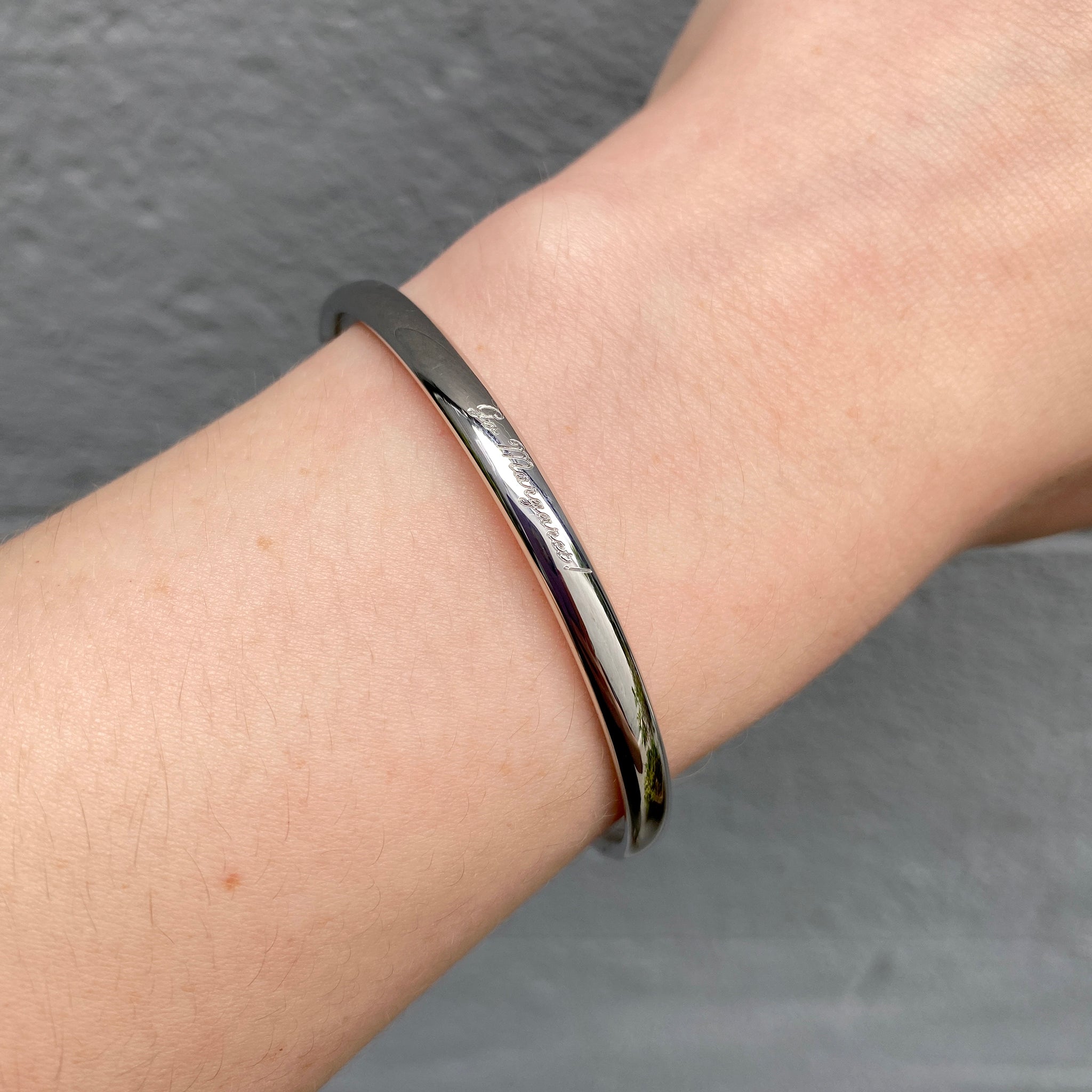 Sterling Silver 5mm Plain Bangle Bracelet for Women - Elegant Minimalist Jewelry for Everyday Wear & Special Occasions