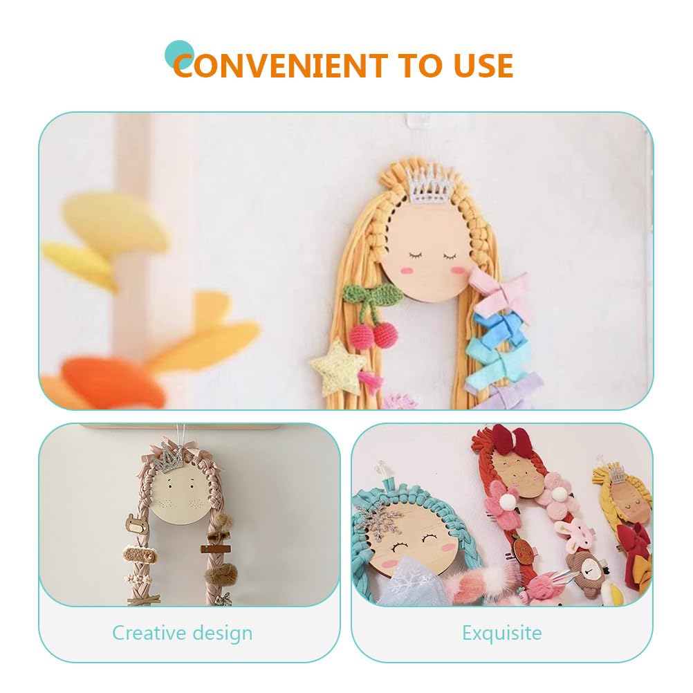 Braided Doll Hair Clip Holder - Wall Mounted Hair Bows Organizer for Girls, Barrette & Earring Display Hanger with Lace Cloth - Perfect for Bedroom, Nursery & Bathroom Organization