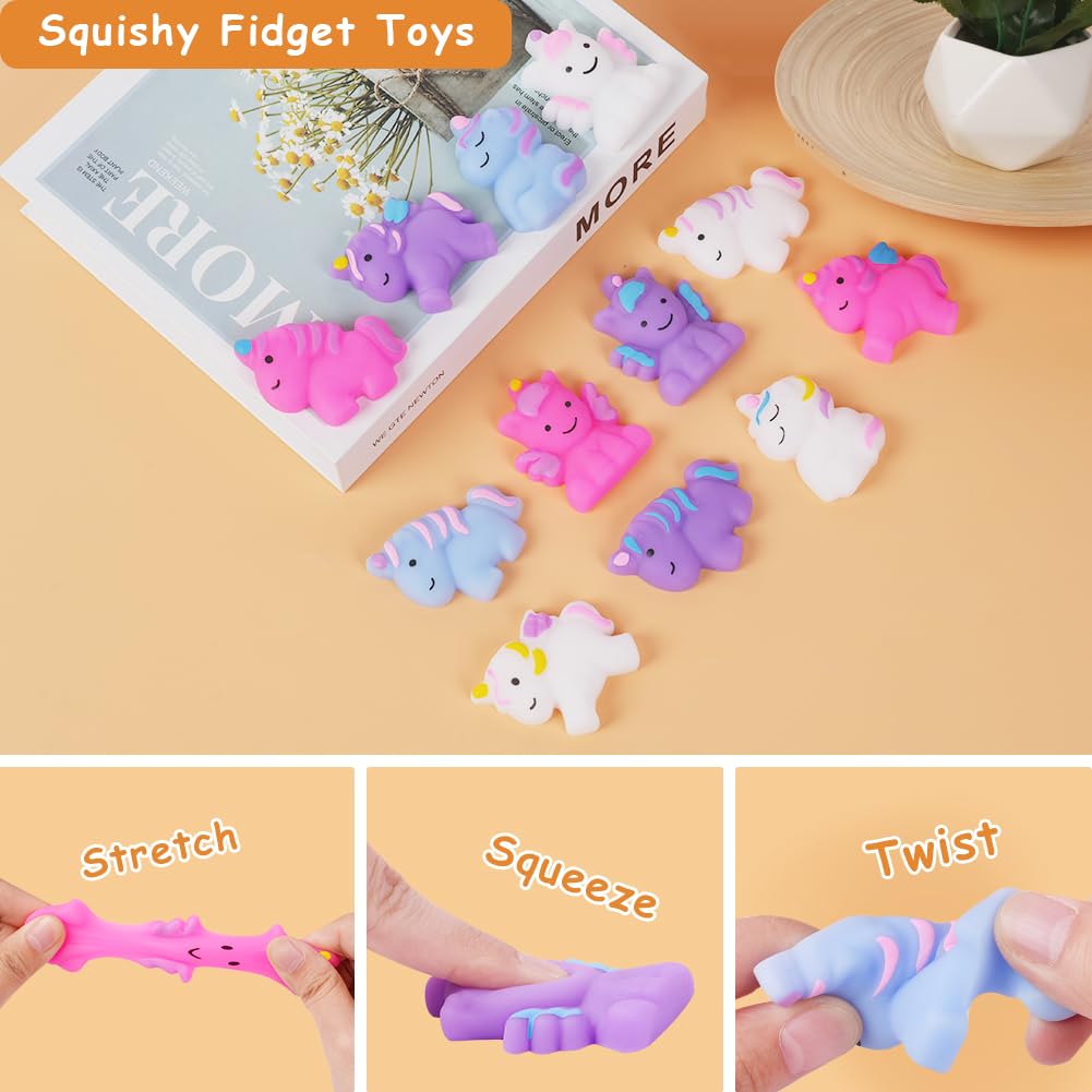 12-Piece Kawaii Mochi Squishy Toys Set - Mini Glow in The Dark Soft Squeeze Stress Relief Fidget Toys, Cute Animal Shaped Sensory Toys for Kids & Adults - Perfect for Birthday Gifts, Party Favors & Anxiety Relief