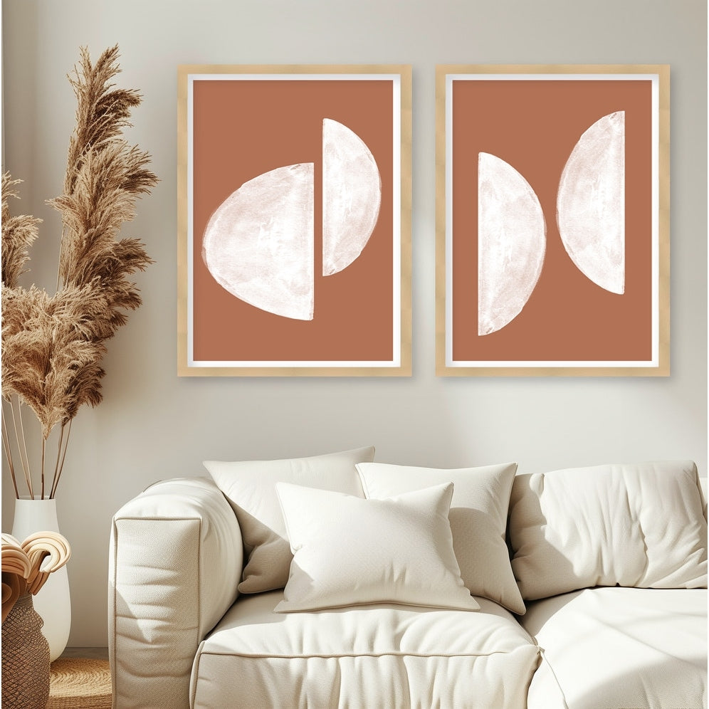 Balance and Simplicity Set of 2 Textured Framed Wall Art Paintings - Multi Color Abstract Canvas Prints for Living Room, Bedroom & Office Decor