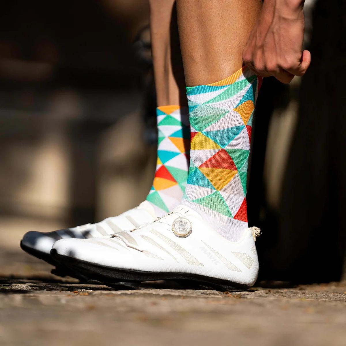 Breathable Green Cycling Socks for Men & Women - Moisture Wicking Sports Socks for Road Biking, Mountain Biking & Indoor Cycling