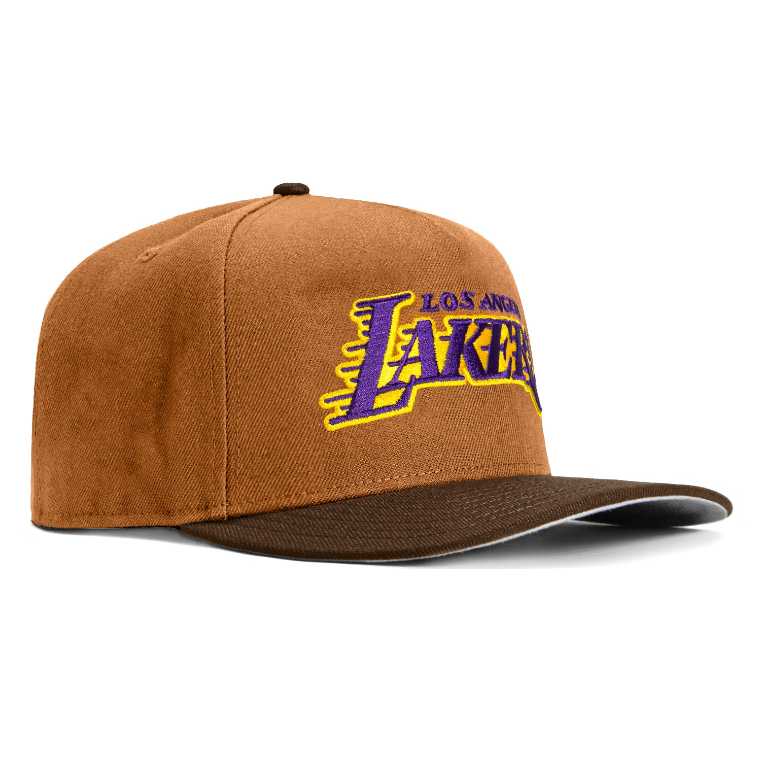 New Era 9Seventy Los Angeles Lakers Alternate Stretch Snapback Hat - Khaki & Brown | NBA Basketball Fan Gear for Men & Women | Perfect for Games, Streetwear & Casual Outfits